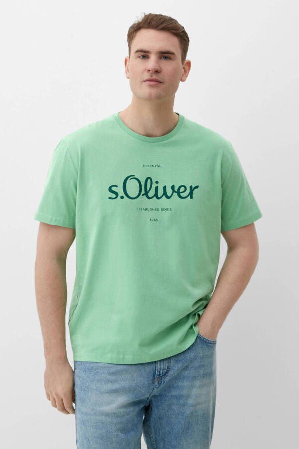 S.Oliver Big Size regular fit T-shirt Plus Size met printopdruk mintgroen