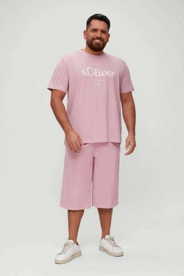 S.Oliver Big Size regular fit T-shirt Plus Size met printopdruk roze