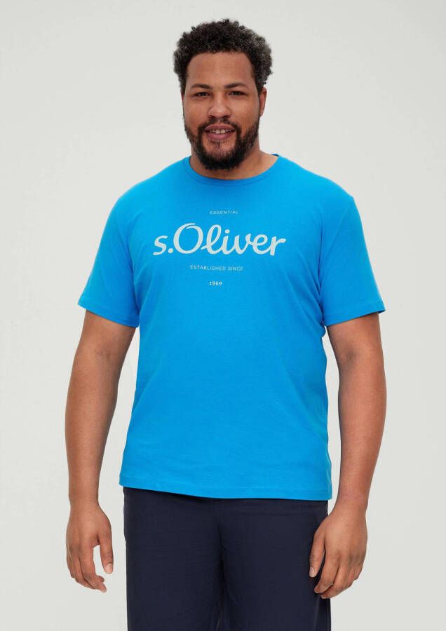 S.Oliver Big Size regular fit T-shirt Plus Size met printopdruk turquoise