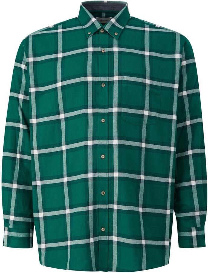 S.Oliver Big Size flanel regular fit geruit overhemd donkergroen
