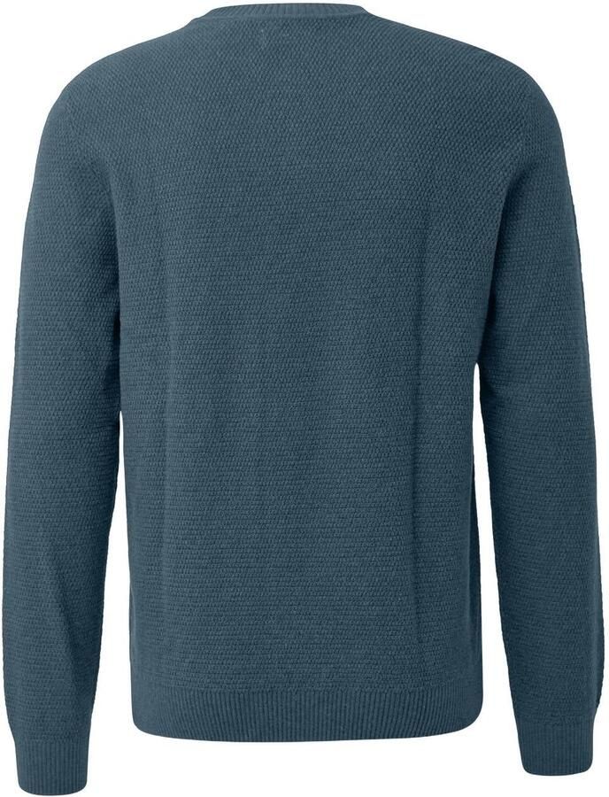 S.Oliver Big Size katoenen regular fit gebreide trui blauw