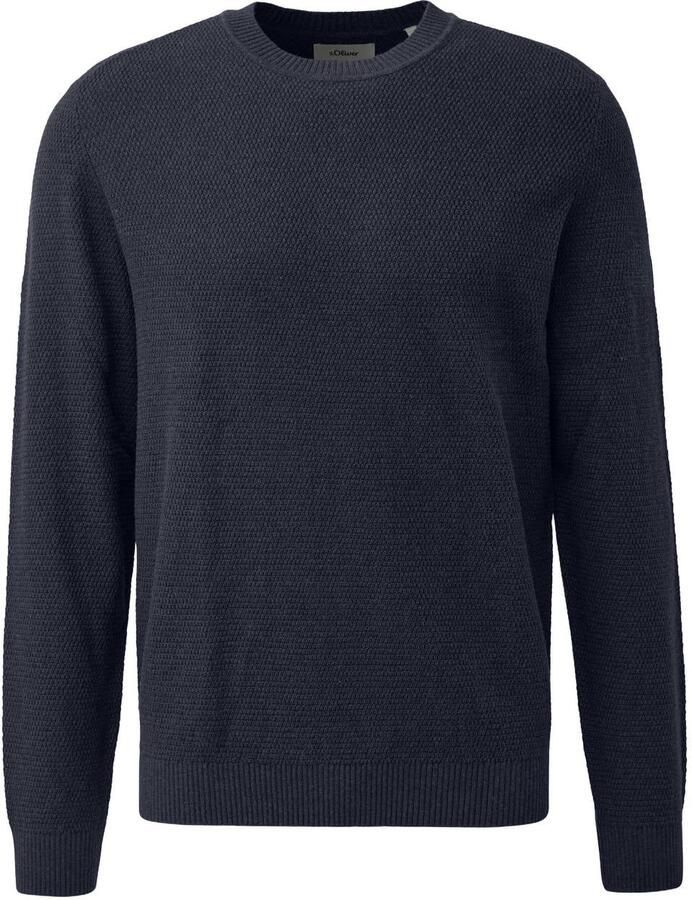 S.Oliver Big Size katoenen regular fit gebreide trui blauwzwart