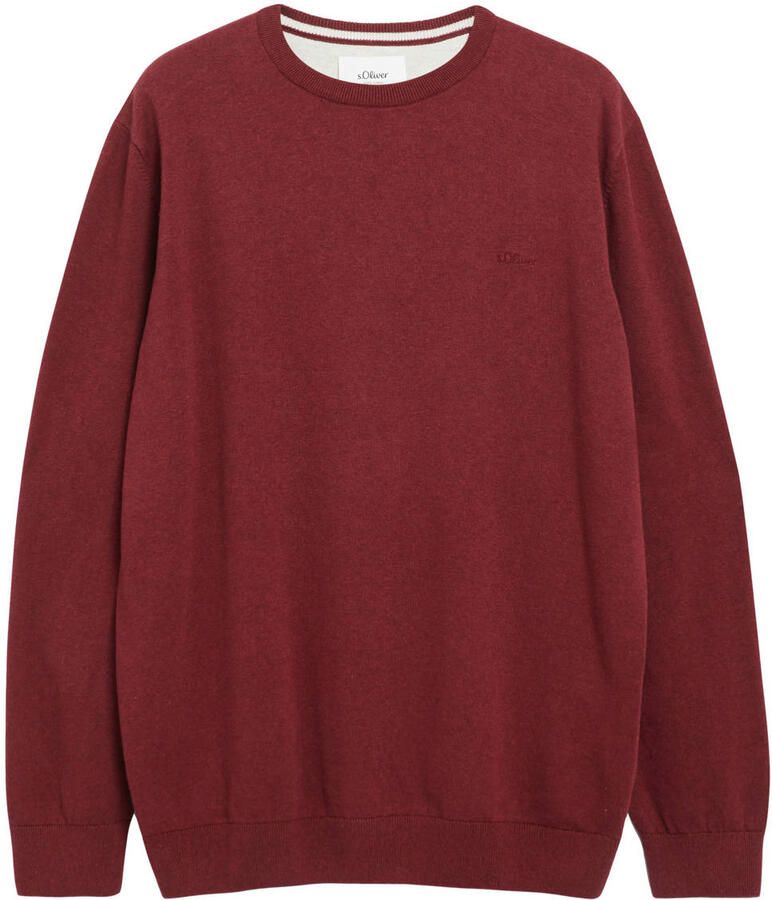 S.Oliver Big Size katoenen regular fit gebreide trui donkerrood