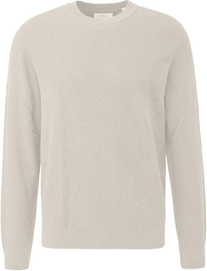 S.Oliver Big Size katoenen regular fit gebreide trui ecru