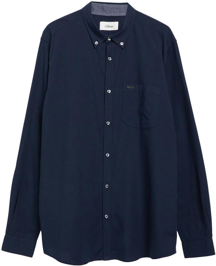 S.Oliver Big Size loose fit casual overhemd blauwzwart