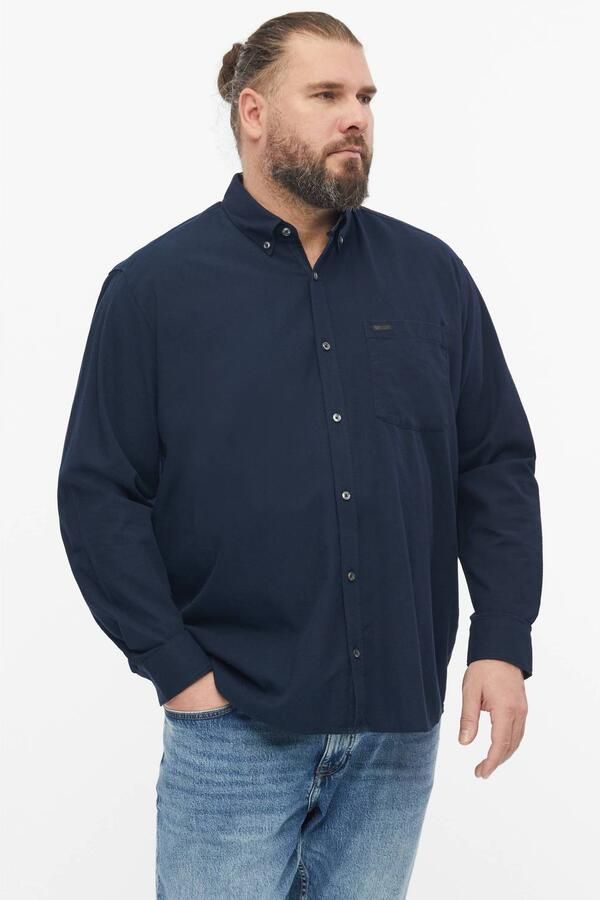 S.Oliver Big Size loose fit casual overhemd blauwzwart