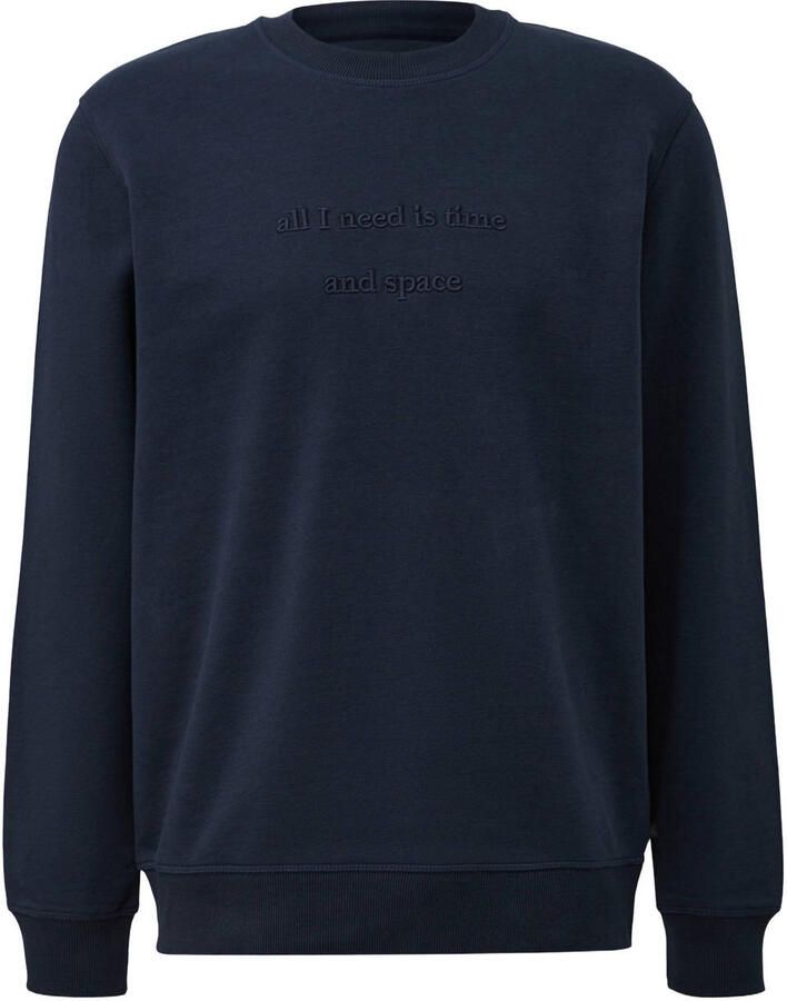 S.Oliver Big Size Plus Size regular fit sweater met borduursels blauwzwart