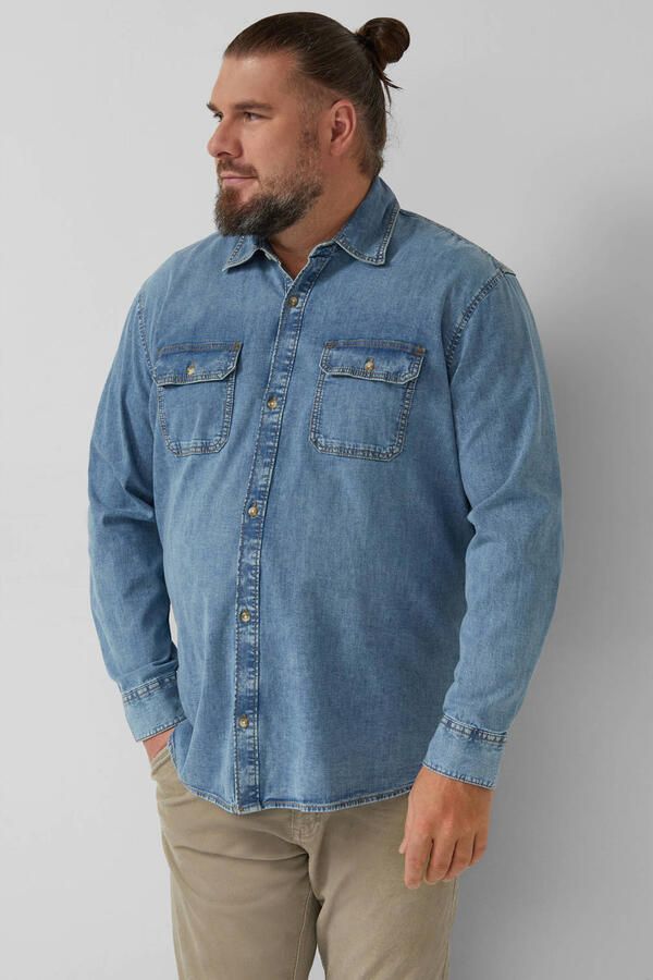 S.Oliver Big Size regular casual overhemd blauw - Foto 2