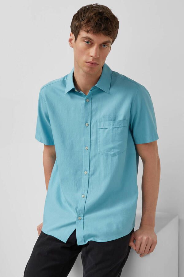 S.Oliver Big Size regular casual overhemd blauw