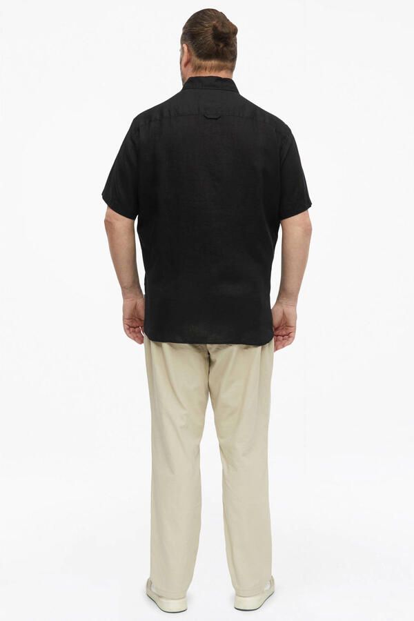 S.Oliver Big Size regular casual overhemd met linnen zwart - Foto 3