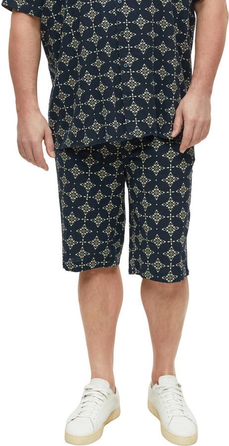 S.Oliver Big Size regular fit casual short met print donkerblauw