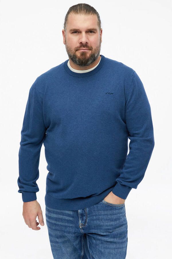S.Oliver Big Size regular fit gebreide trui donkerblauw