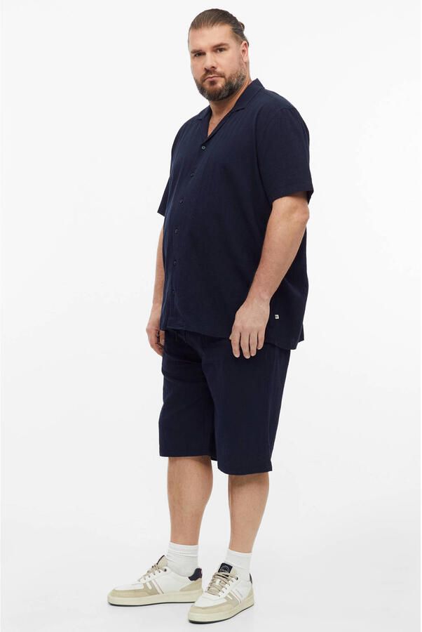 S.Oliver Big Size regular fit gehaakt overhemd donkerblauw - Foto 3