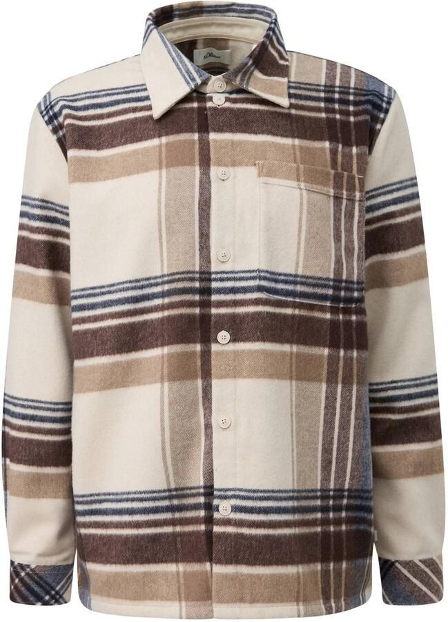 S.Oliver Big Size regular fit geruit overshirt grijs