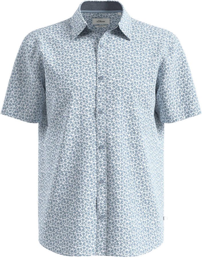 S.Oliver Big Size regular fit overhemd met print lichtblauw
