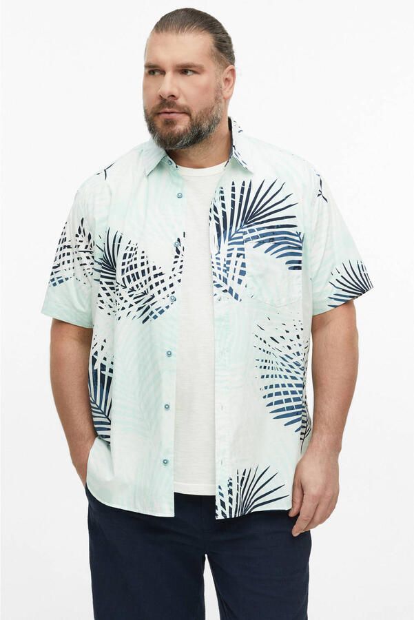 S.Oliver Big Size regular fit overhemd met print turquoise