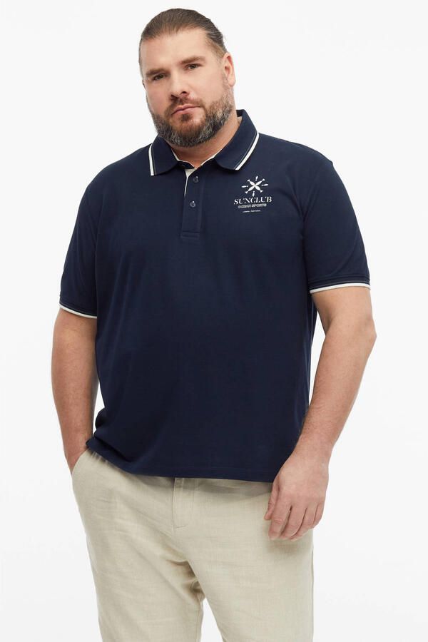 S.Oliver Big Size regular fit polo met print blauwzwart
