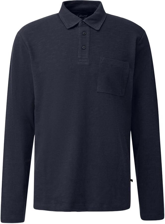 S.Oliver Big Size regular fit polo met split blauwzwart