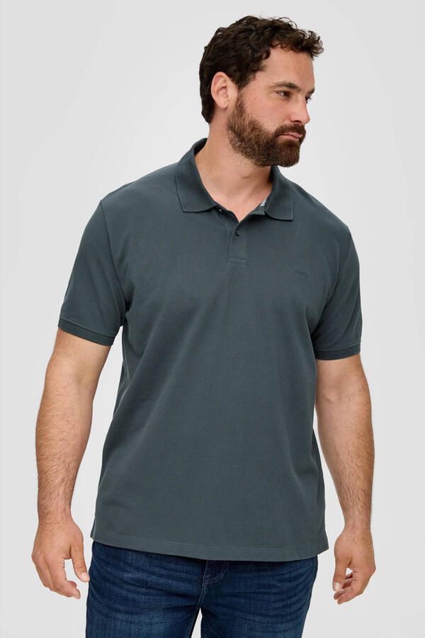 S.Oliver Big Size regular fit polo Plus Size antraciet