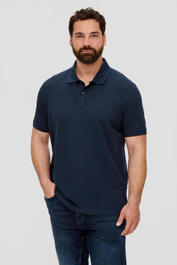 S.Oliver Big Size regular fit polo Plus Size blauw zwart