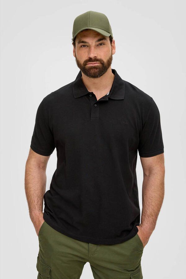 S.Oliver Big Size regular fit polo Plus Size zwart