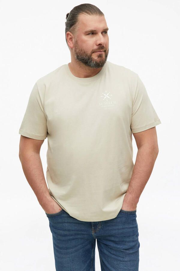 S.Oliver Big Size regular fit T-shirt met print beige