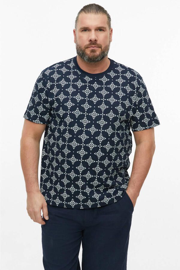 S.Oliver Big Size regular fit T-shirt met print blauw