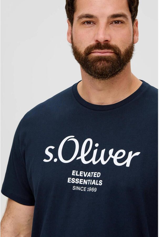 S.Oliver Big Size regular fit T-shirt Plus Size met printopdruk blauw zwart