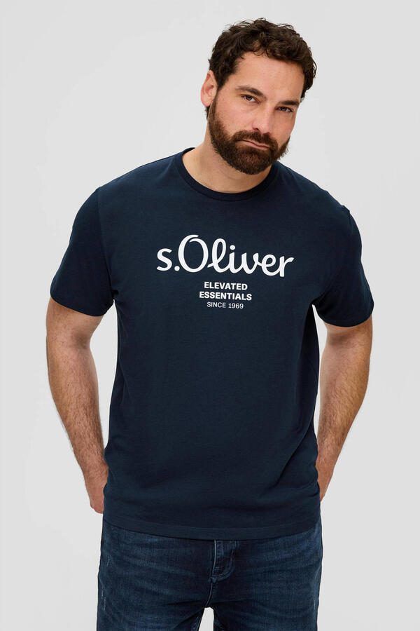 S.Oliver Big Size regular fit T-shirt Plus Size met printopdruk blauw zwart - Foto 2