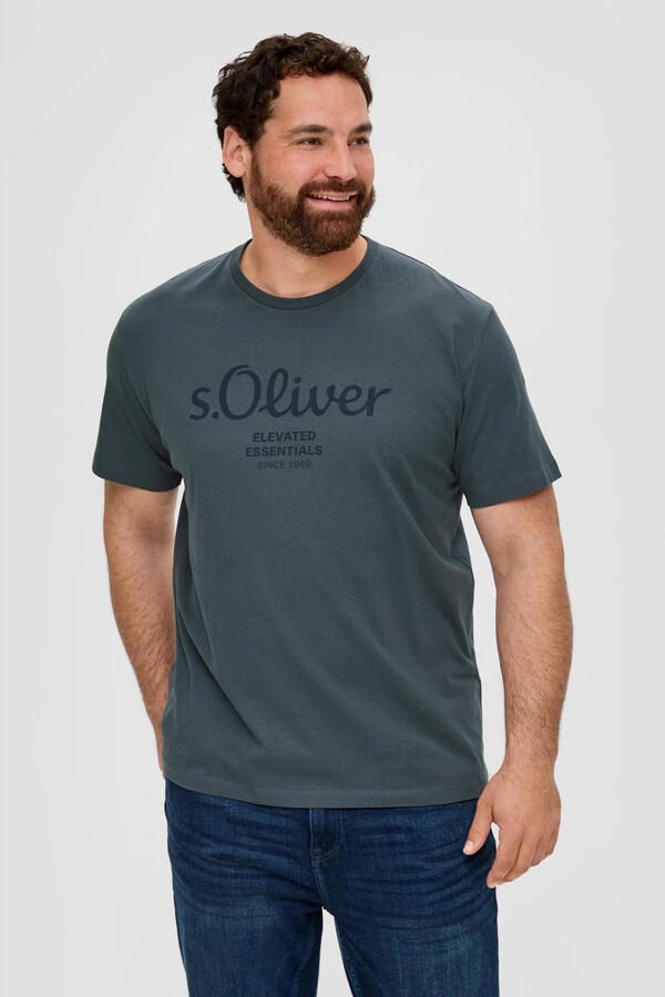 S.Oliver Big Size regular fit T-shirt Plus Size met printopdruk grijs