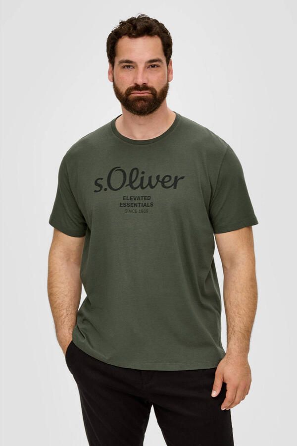 S.Oliver Big Size regular fit T-shirt Plus Size met printopdruk groen