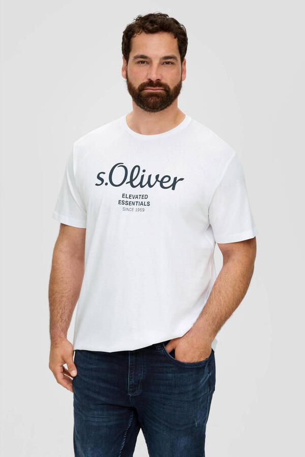 S.Oliver Big Size regular fit T-shirt Plus Size met printopdruk wit