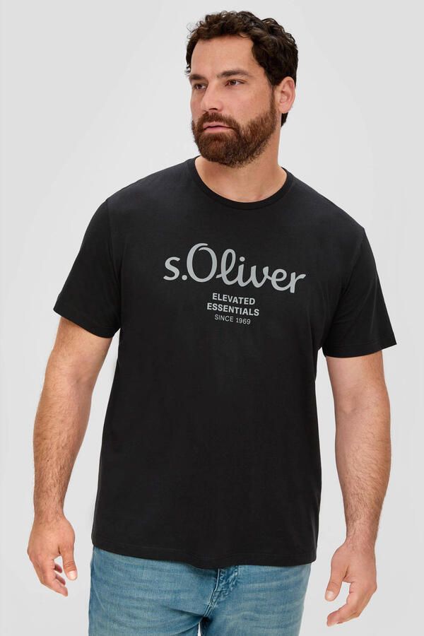 S.Oliver Big Size regular fit T-shirt Plus Size met printopdruk zwart