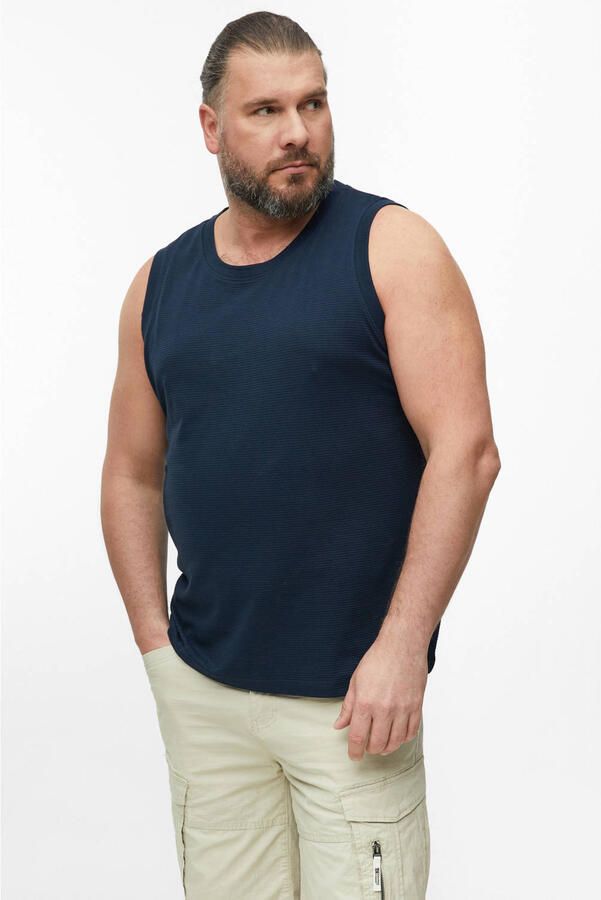 S.Oliver Big Size regular fit tanktop donkerblauw