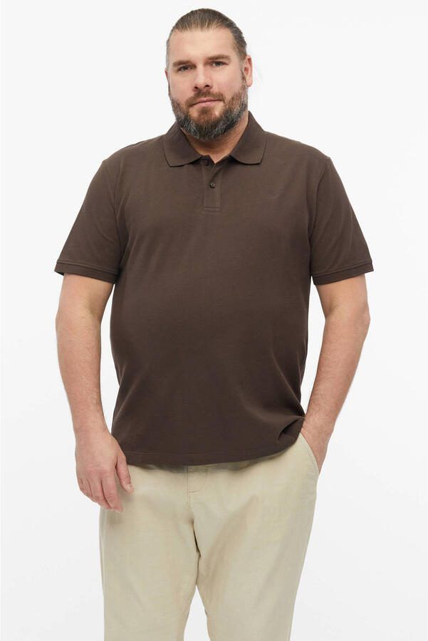 S.Oliver Big Size regular polo donkerbruin