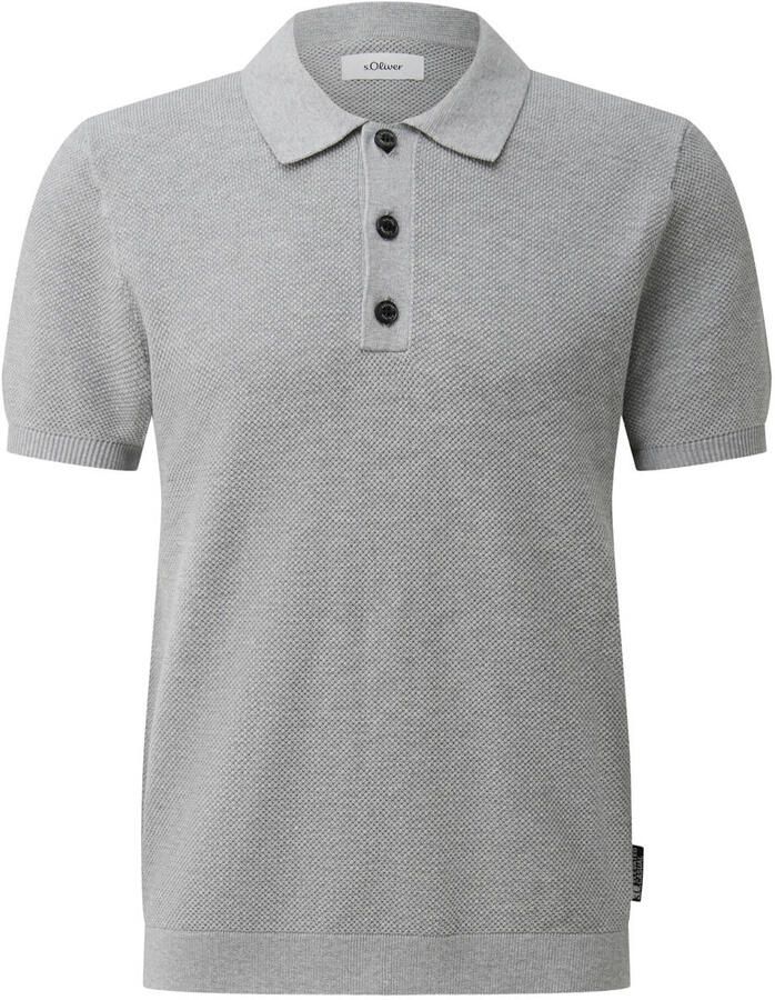 S.Oliver Big Size regular polo gebreid lichtgrijs