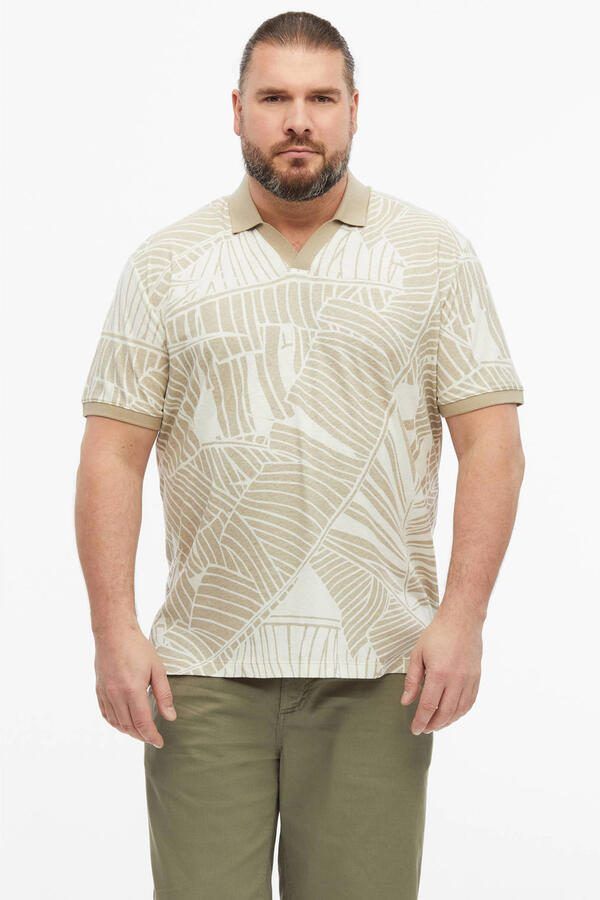S.Oliver Big Size regular polo met linnen beige