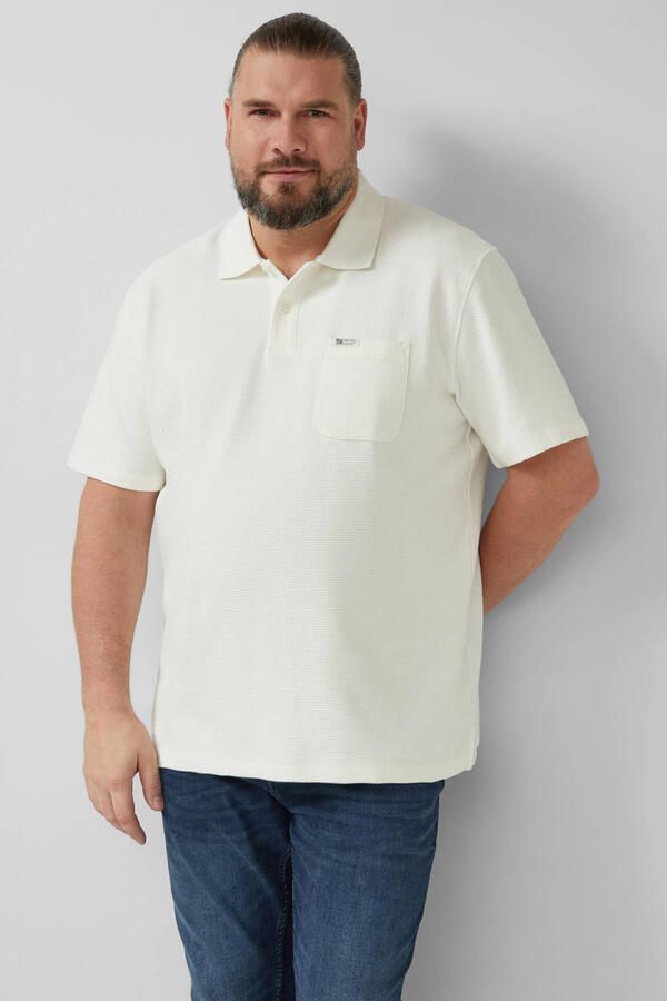S.Oliver Big Size regular polo met textuur wit