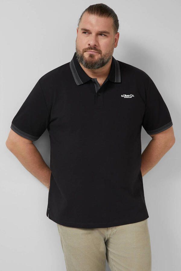S.Oliver Big Size regular polo zwart