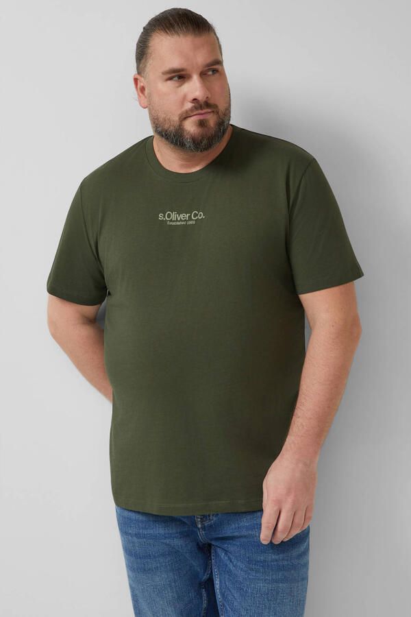 S.Oliver Big Size regular T-shirt donkergroen