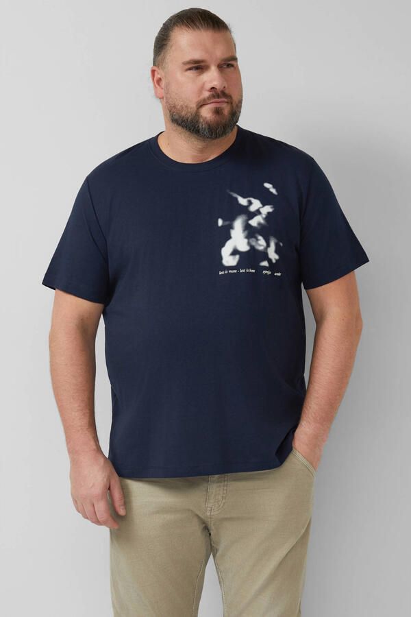 S.Oliver Big Size regular T-shirt Plus Size donkerblauw