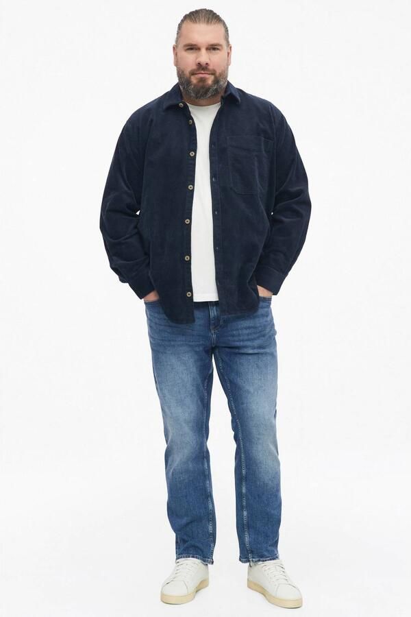 S.Oliver Big Size relaxed fit corduroy overhemd blauwzwart - Foto 2