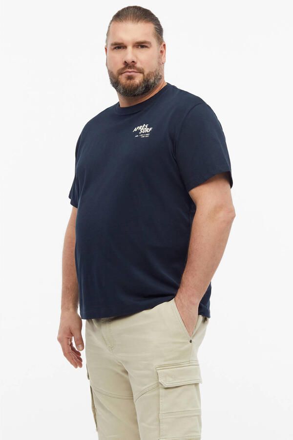 S.Oliver Big Size relaxed fit T-shirt met backprint blauwzwart