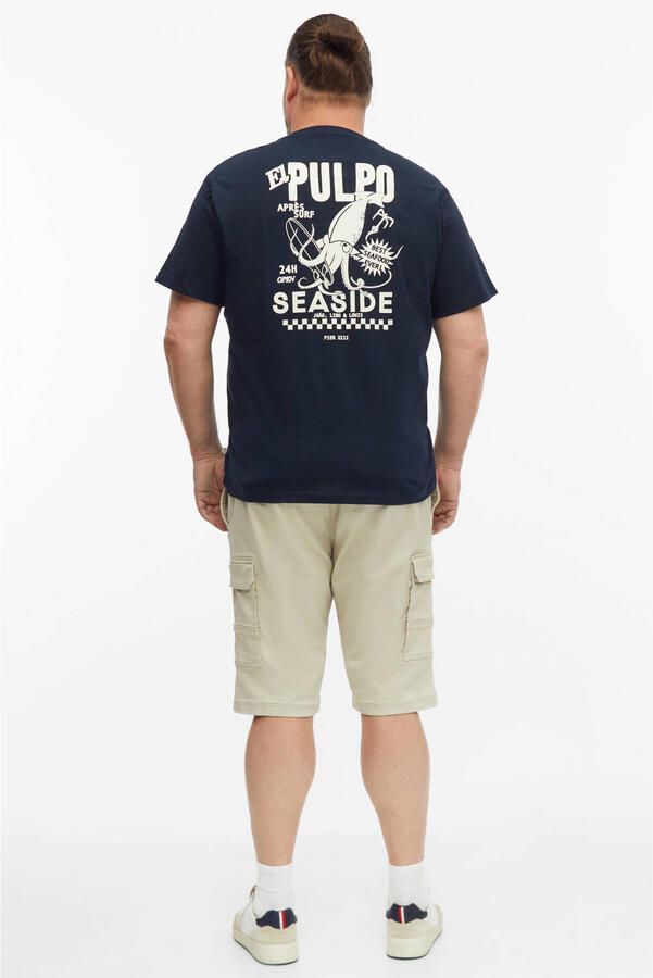 S.Oliver Big Size relaxed fit T-shirt met backprint blauwzwart - Foto 2