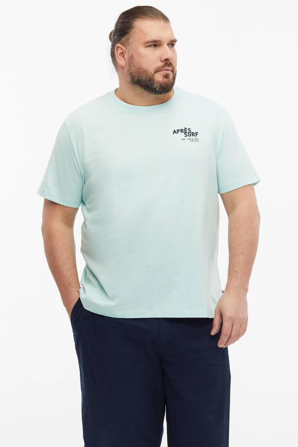 S.Oliver Big Size relaxed fit T-shirt met backprint lichtblauw