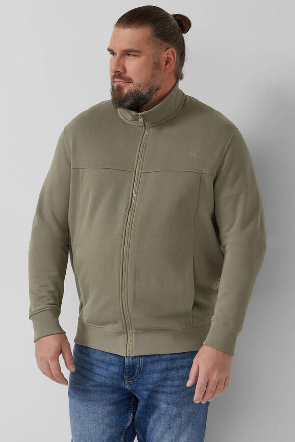 S.Oliver Big Size sweatvest donkergroen