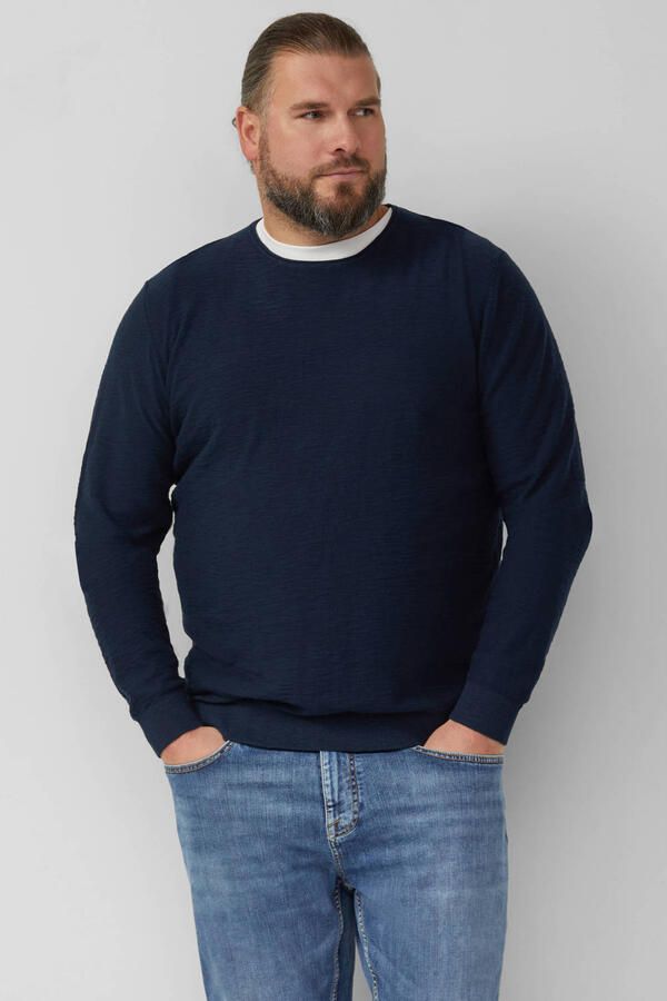 S.Oliver Big Size trui fijn gebreid donkerblauw