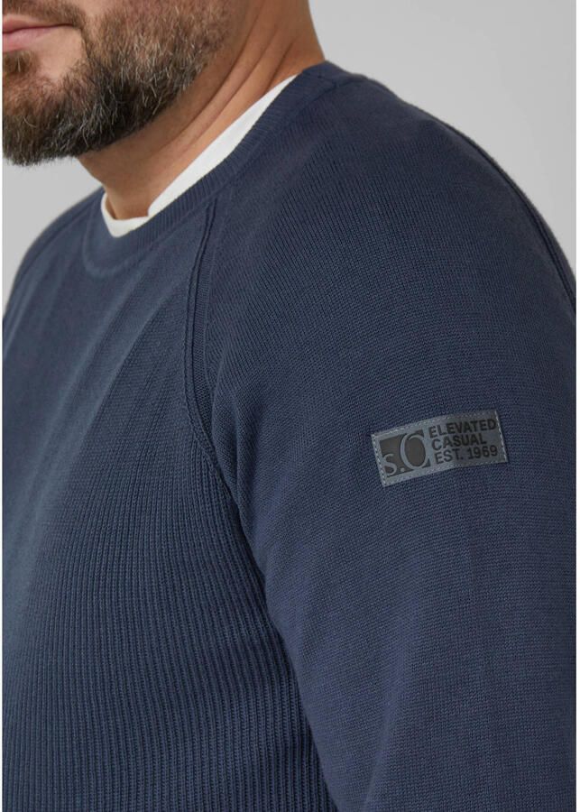 S.Oliver Big Size trui rib gebreid donkerblauw - Foto 3