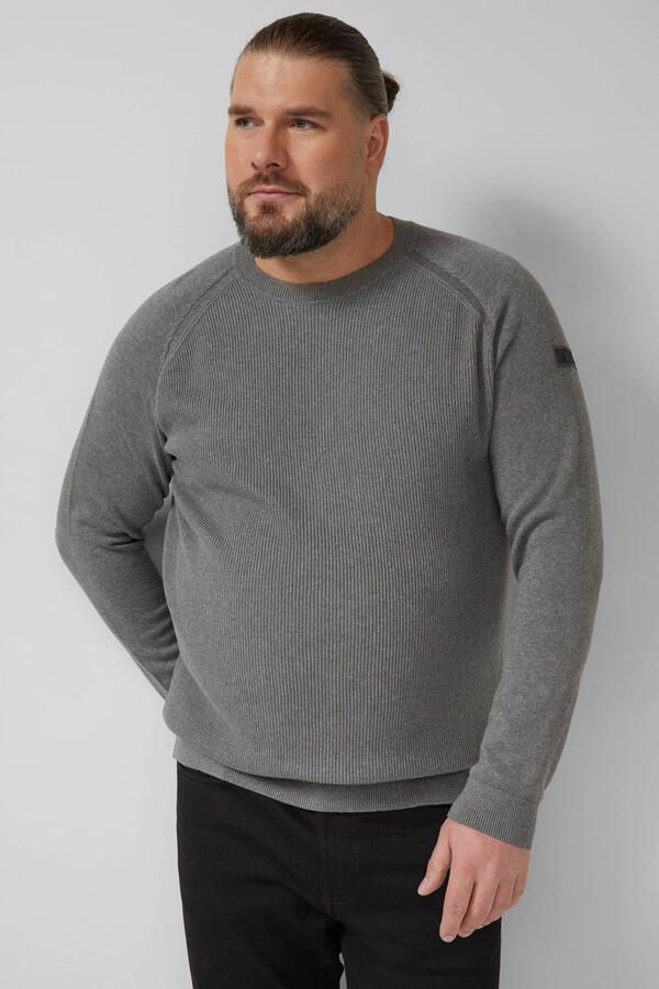 S.Oliver Big Size trui rib gebreid grijs