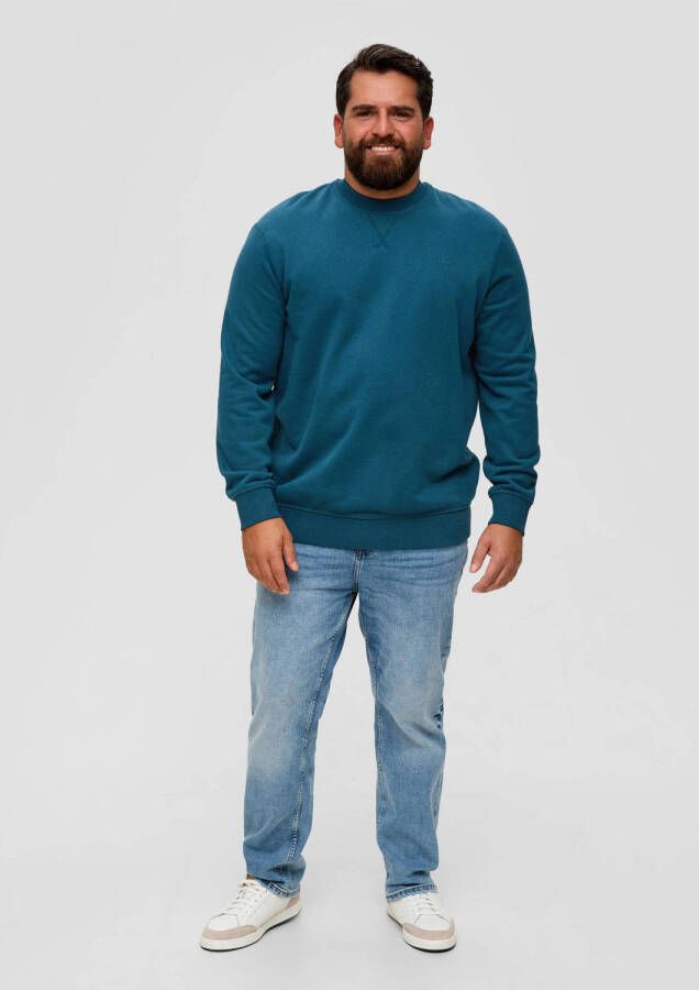 S.Oliver Big Size sweater Plus Size met logo petrol